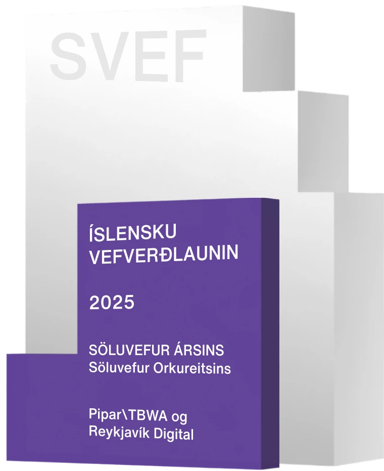 Verðlaunagripurinn Söluvefur ársins 2025 hjá SVEF